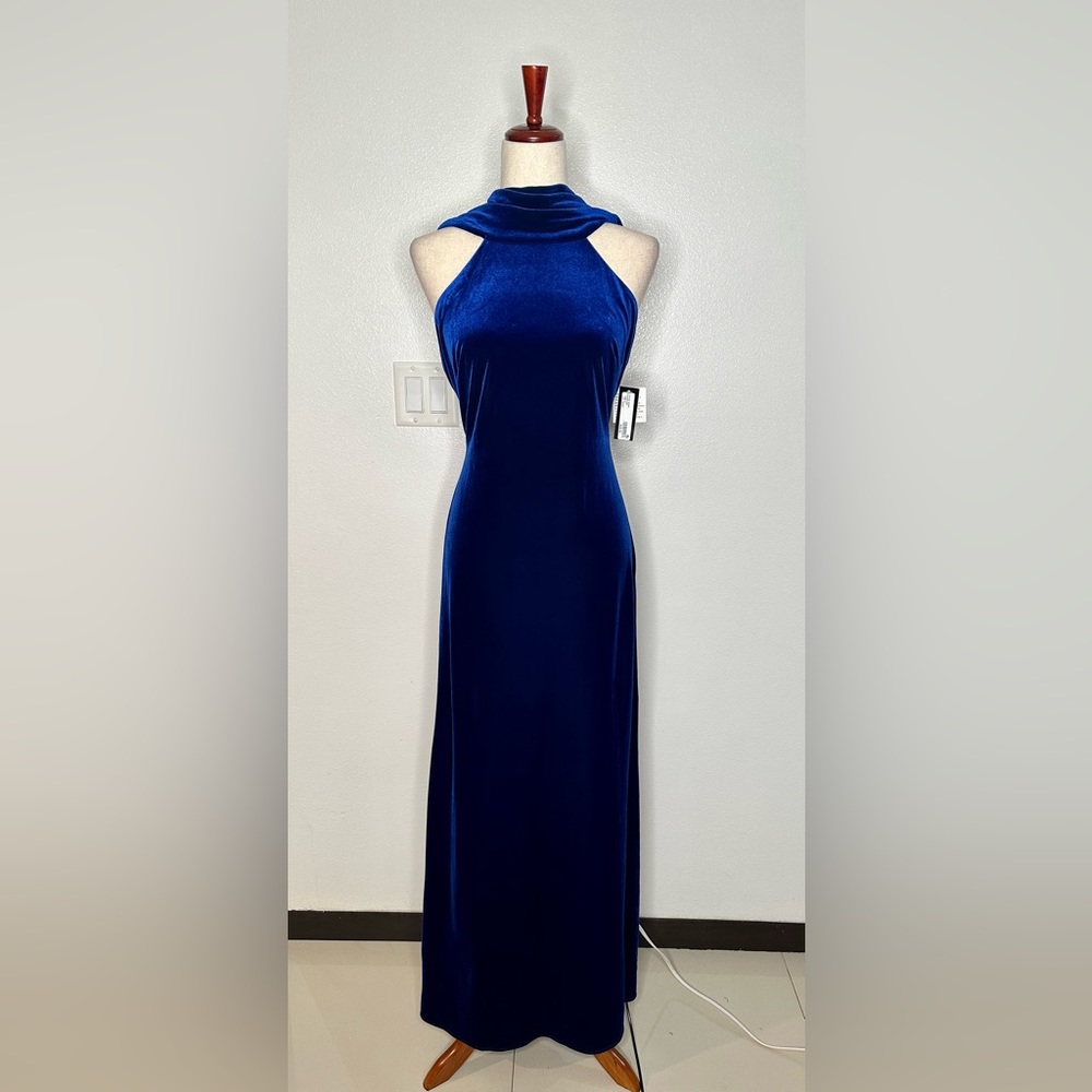Beautiful Blue Velvet  Maxi Dress